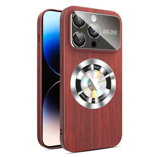 iPhone 15 pro max - Trätexturerat Magsafe Trådlöst Laddningsskal Brun Brun