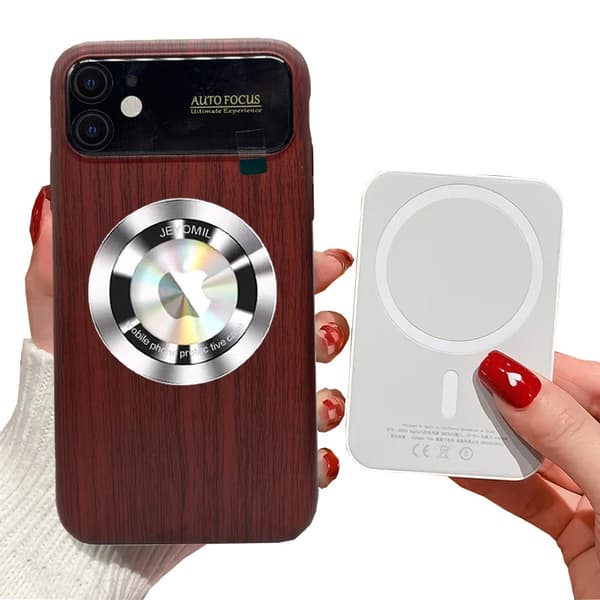 iPhone 12 - Trätexturerat Magsafe Trådlöst Laddningsskal Brun Brun