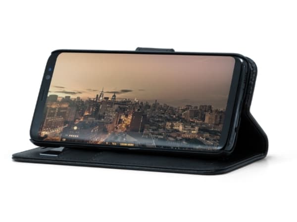 Screenor Smart - Vikbart fodral för mobiltelefon - eco-läder, termoplastisk polyuretan (TPU) - svart - för Samsung Galaxy S23 FE