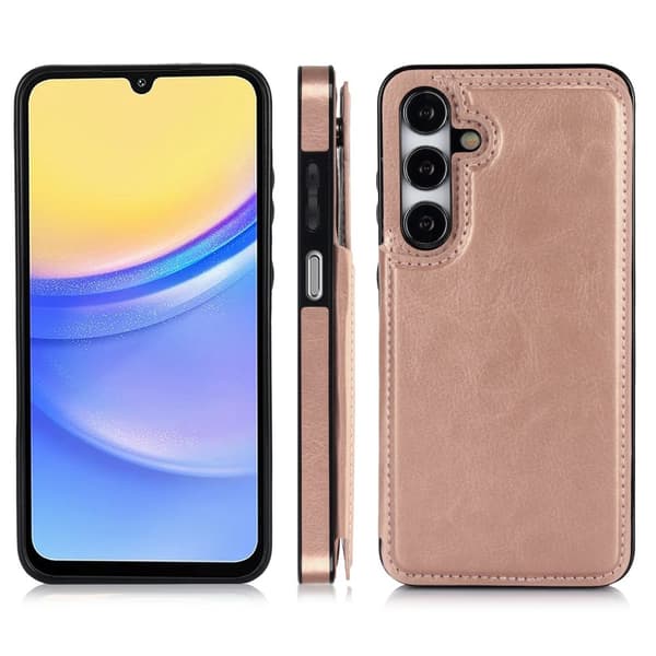 Samsung A15 4G/5G Stilrent Skal med Plånbok/Kortfack Roséguld