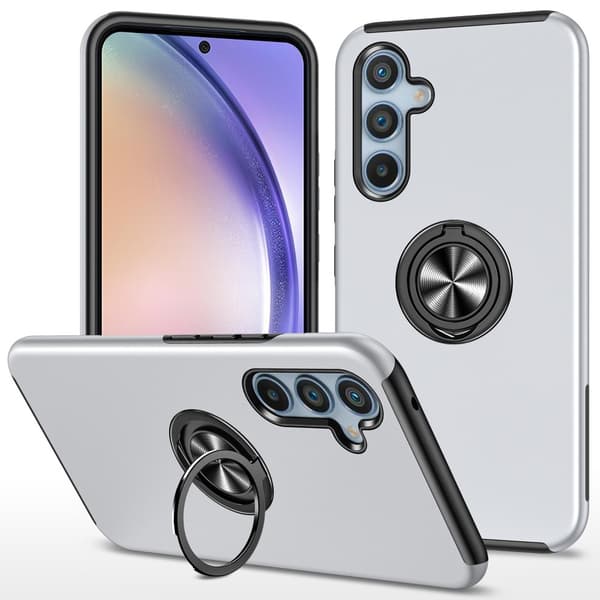 Samsung Galaxy A55 Hybrid skal med Finger Ring - Silver