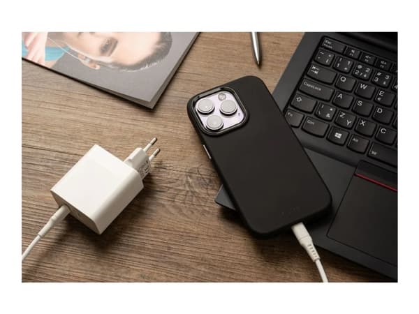 Fixed MagFlow - Baksidedeksel for mobiltelefon - MagSafe-samsvar - væskesilikon - svart - for Apple iPhone 15