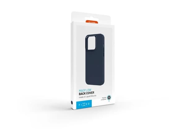 Fixed | MagFlow | Back cover | Apple | iPhone 15 Pro | Liquid silicon | Blue