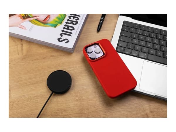 Fixed MagFlow - Baksidedeksel for mobiltelefon - MagSafe-samsvar - væskesilikon - rød - for Apple iPhone 15 Plus