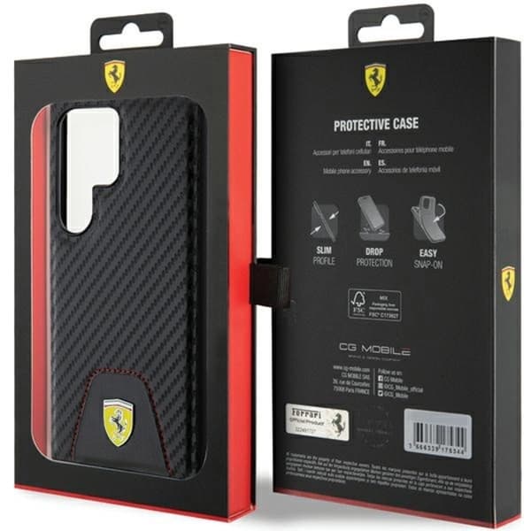 Ferrari Galaxy S24 Ultra Mobilskal Carbon Stitched Bottom - Svart