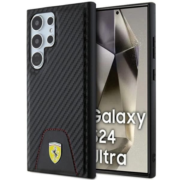 Ferrari Galaxy S24 Ultra Mobilskal Carbon Stitched Bottom - Svart