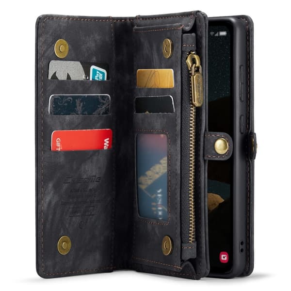 För Samsung Galaxy A55 5G Caseme Retro plånboksfodral - Svart