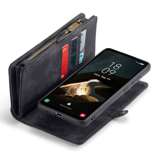 För Samsung Galaxy A55 5G Caseme Retro plånboksfodral - Svart