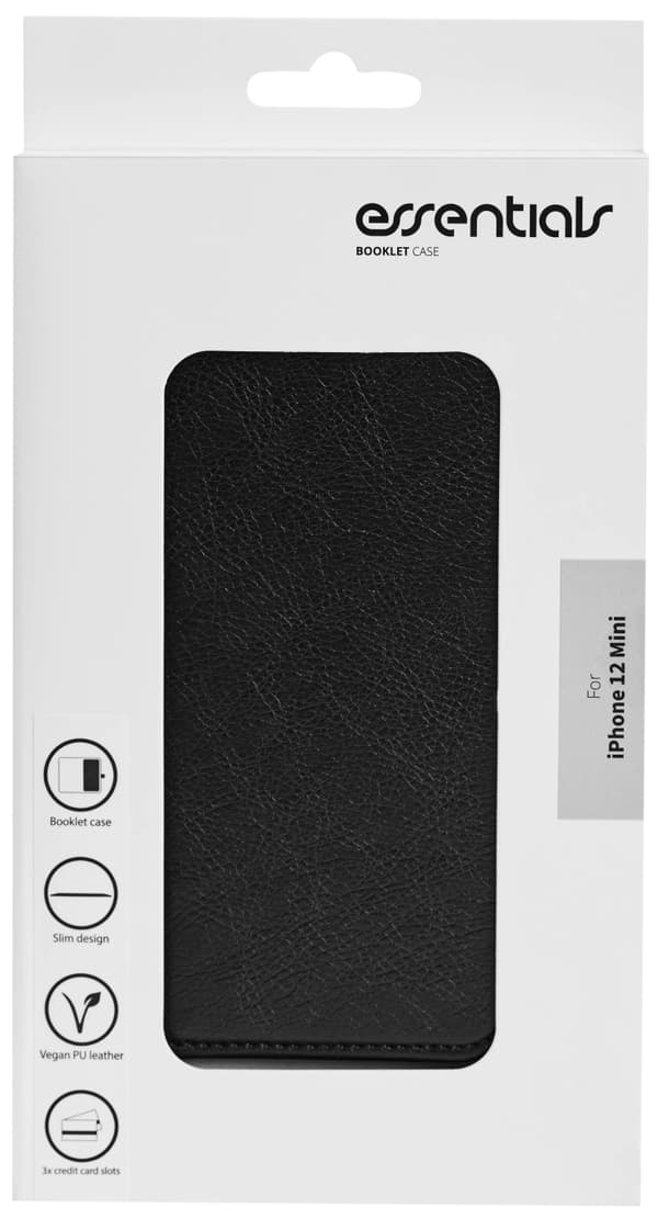 Essentials iPhone 12 mini PU-plånbok, 3 kort, svart