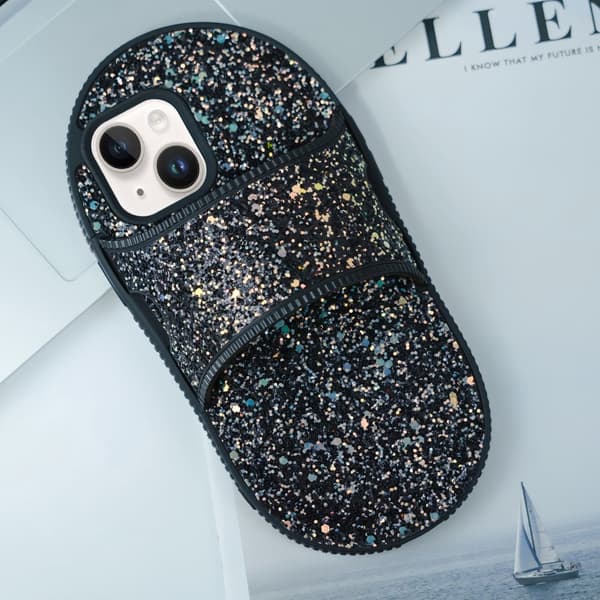 Til iPhone 15 TPU Etui Hjemmesko Stil Støttefod Anti-Slip Telefon Cover