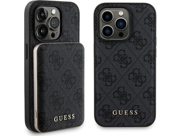 Guess  Guess GUBPM5P14L4GEMGK iPhone 14 Pro 6.1" hardcase + Powerbank 5000mAh MagSafe czarny/black 4G Metal Logo NoSize