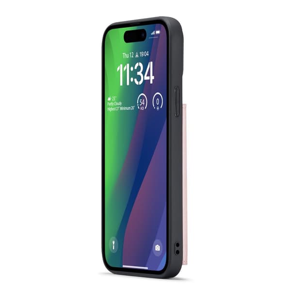 iPhone 15- Läderplånboksfodral med magnetiskt hållare