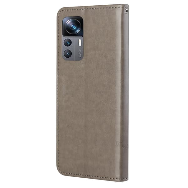 Läderfodral Fjärilar Xiaomi 12T Grå