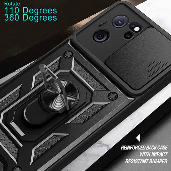 Hybridskal Xiaomi 13T Pro Ring + Kameraskydd Svart