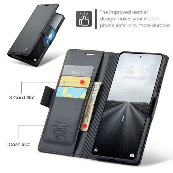 CaseMe Slim Plånboksfodral RFID-skydd Xiaomi 14 Pro Svart