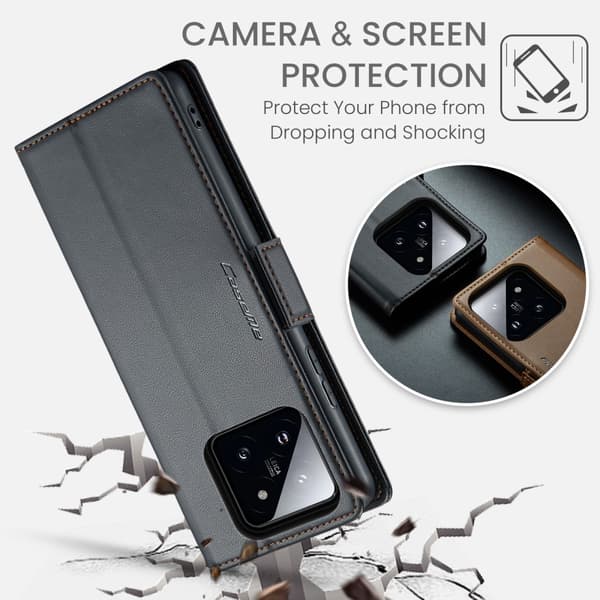 CaseMe Slim Plånboksfodral RFID-skydd Xiaomi 14 Pro Svart