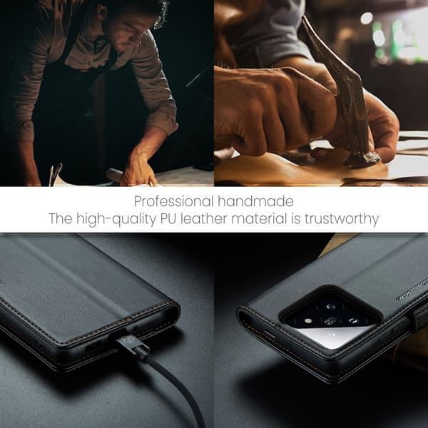 CaseMe Slim Plånboksfodral RFID-skydd Xiaomi 14 Pro Svart