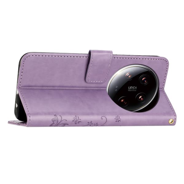 Läderfodral Fjärilar Xiaomi 14 Ultra Lila