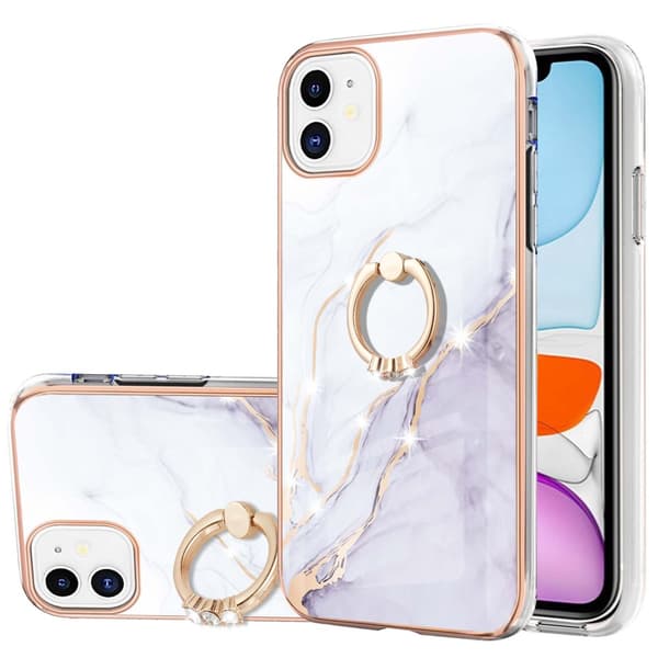 TPU Skal iPhone 11 Ringhållare Vit Marmor