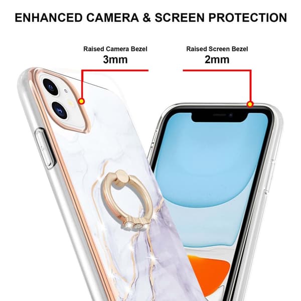 TPU Skal iPhone 11 Ringhållare Vit Marmor