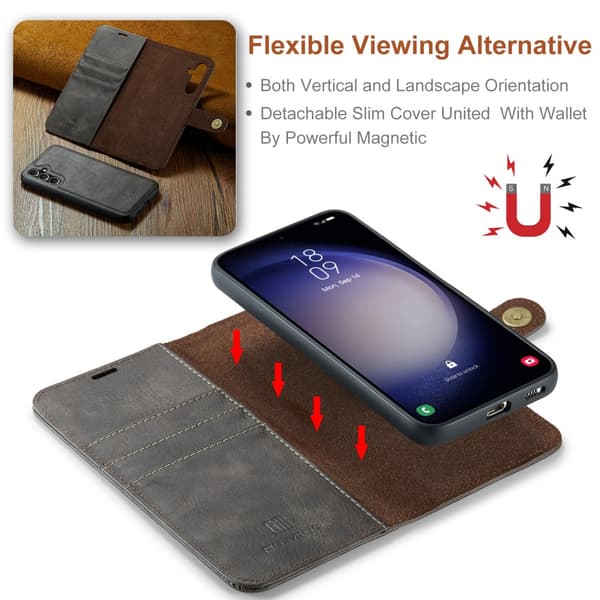 DG.MING 2-in-1 Magnet Wallet Samsung Galaxy A55 Brown