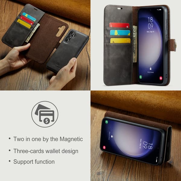 DG.MING 2-in-1 Magnet Wallet Samsung Galaxy A55 Brown