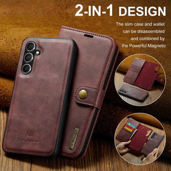 DG.MING 2-in-1 Magnet Wallet Samsung Galaxy A55 Red