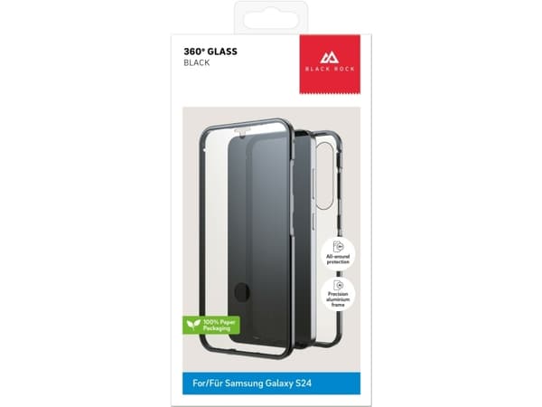 Black Rock 360° Glass, Armband, Samsung, Galaxy S24, 15,8 cm (6.2"), Svart