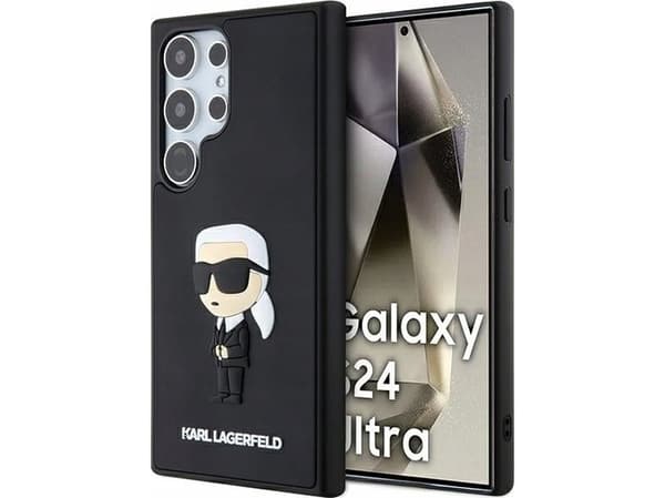 Original frontpanelveske Karl Lagerfeld KLHCS24L3DRKINK for SASMSUNG S24 Ultra (3D RUBBER IKONIK NFT) Svart