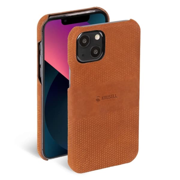 Krusell iPhone 13 Mini Leather Cover, Cognac