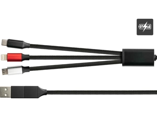 PYTHON 1.20m USB 6-in-1 latauskaapeli USB-A ja USB-C Micro B:hen - Digitaalinen/Data - 1.2m (PY-USB001S)