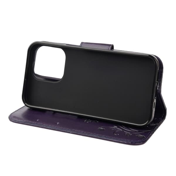 IPhone 13 Pro Plånboksfodral - Fjäril . Mörklila
