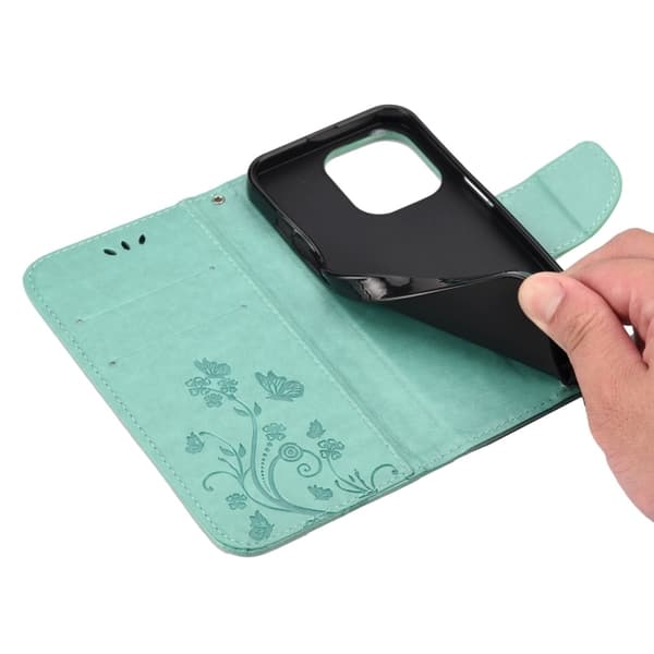 IPhone 13 Pro Plånboksfodral - Fjäril . Mörklila