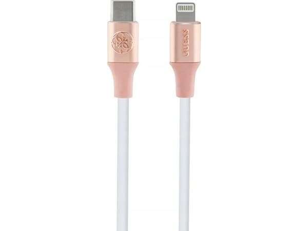 Guess USB-kaapeli Guess Ebossed Logo - USB-C Lightning-kaapeli MFi-sertifioitu 1.5m (vaaleanpunainen)