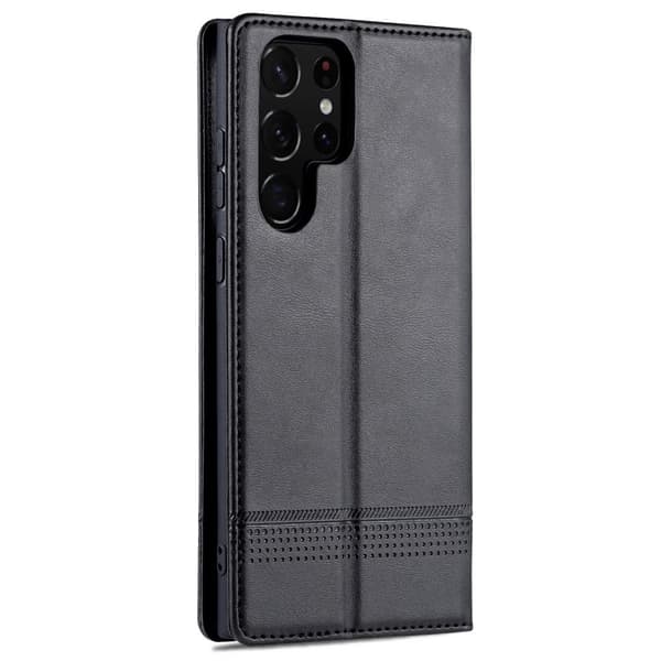 S24 Ultra - Magnetisk PU-läder + Mjuk TPU-korthållare Stativfodral