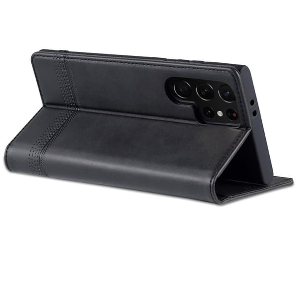 S24 Ultra - Magnetisk PU-läder + Mjuk TPU-korthållare Stativfodral