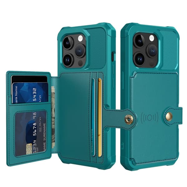 Elegant plånboksfodral i lyxigt PU-läder för iPhone 15 Pro Grön Grön