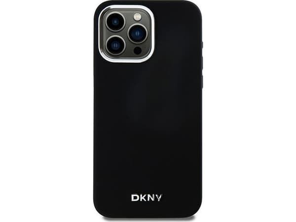 Apple iPhone 14 Pro Max DKNY dėklas Liquid Silicone Small Metal Logo MagSafe (DKHMP14XSMCHLK) juodos spalvos