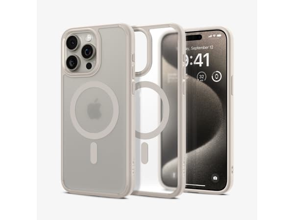 Spigen Ultra Hybrid (MagFit) iPhone 15 Pro Case Frost Natural Titanium, Cover, Apple, iPhone 15 Pro, 15.5 cm (6.1"), Titanium