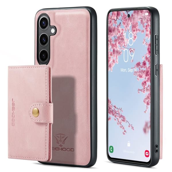 Läderplånbok med magnetiskt hållare för Galaxy S24 Plus