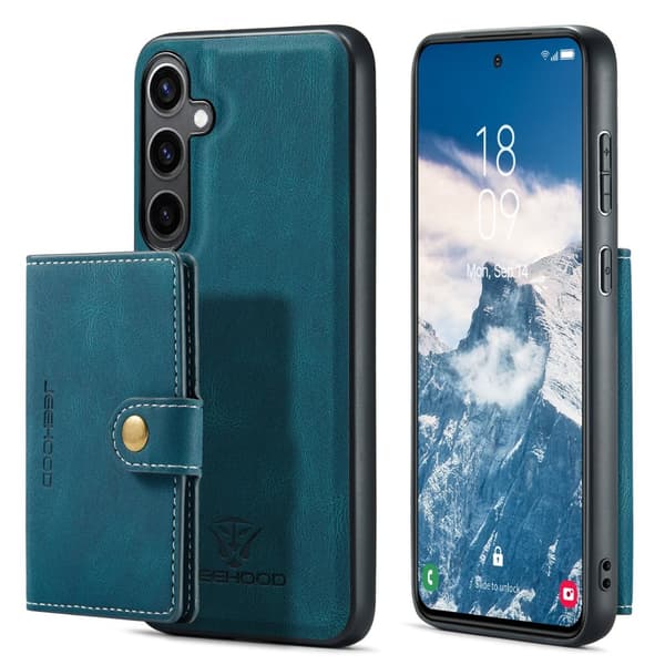 Läderplånbok med magnetiskt hållare för Galaxy S24 Plus
