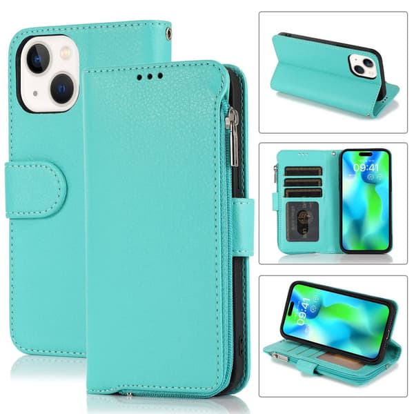 iPhone15PLUS - Stilrent Fodral med Dragkedja, Flip-Fodral med Axelrem