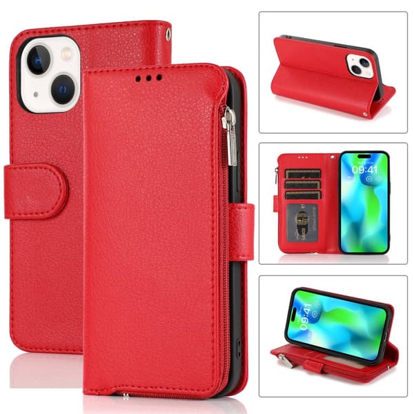 iPhone15PLUS - Stilrent Fodral med Dragkedja, Flip-Fodral med Axelrem