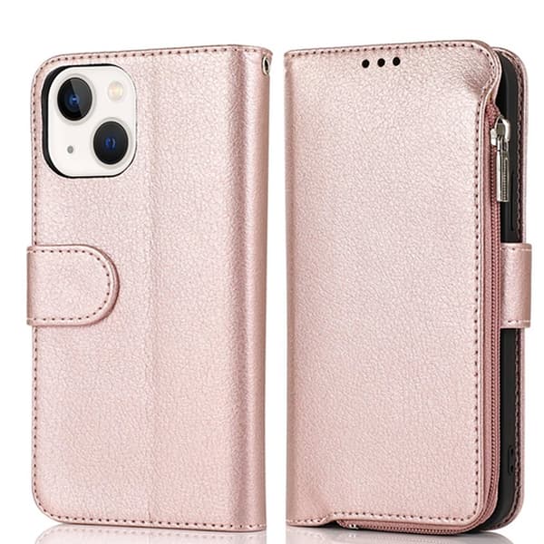 iPhone15PLUS - Stilrent Fodral med Dragkedja, Flip-Fodral med Axelrem
