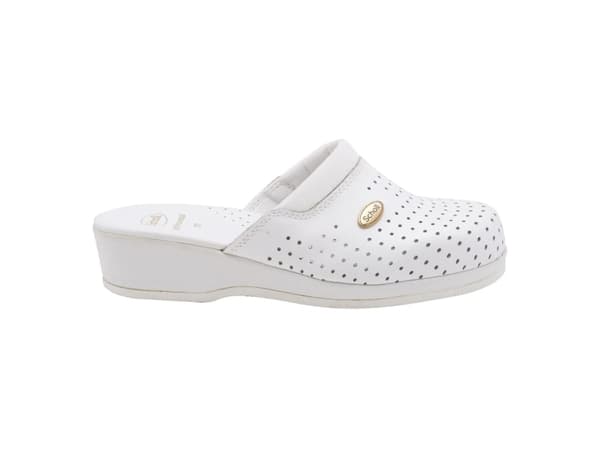 Scholl Clog Backguard - vita unisex träskor, storlek 38