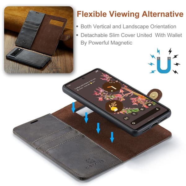DG.MING 2-in-1 Magnet Wallet Google Pixel 7 Brown