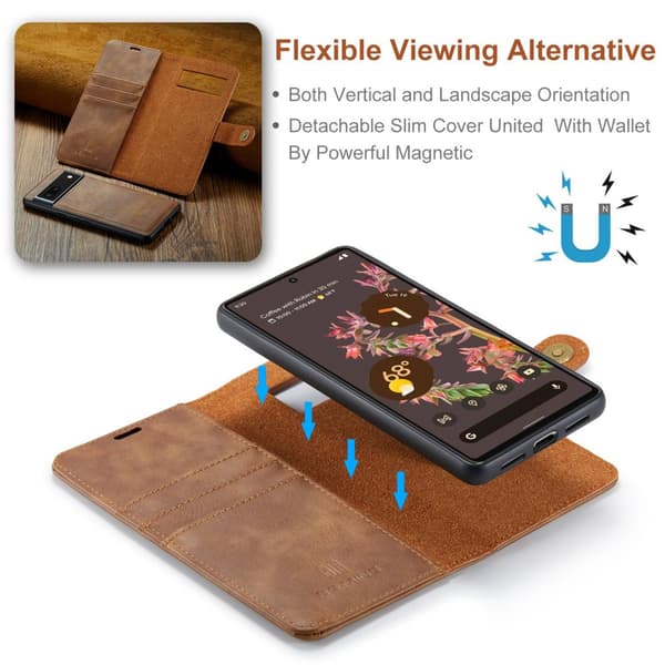 DG.MING 2-in-1 Magnet Wallet Google Pixel 7 Cognac