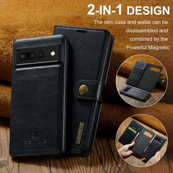 DG.MING 2-in-1 Magnet Wallet Google Pixel 7 Pro Black