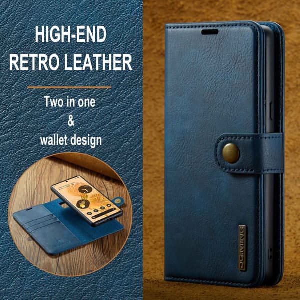 DG.MING 2-in-1 Magnet Wallet Google Pixel 7 Pro Blue