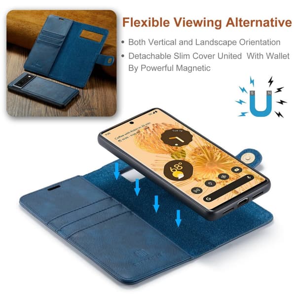 DG.MING 2-in-1 Magnet Wallet Google Pixel 7 Pro Blue
